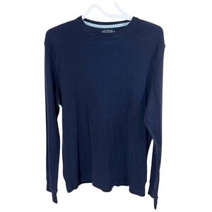 Arizona Men’s Large Navy Blue Thermal Waffle Knit Crew Neck Shirt Long Sleeve